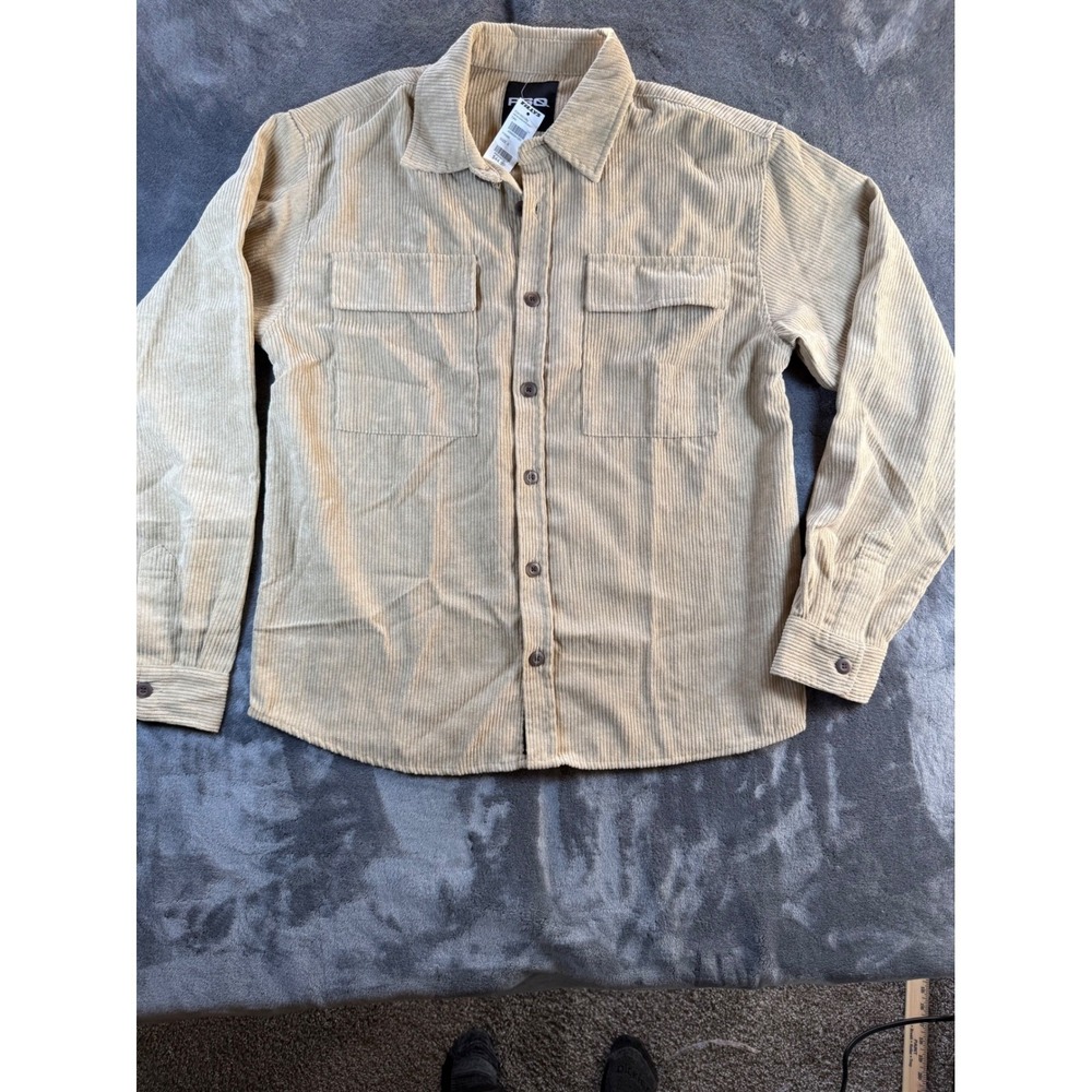 TILLYS RSQ M CORDUROY SHIRT TAN BUTTON FRONT POCKETS MEN SIZE S - Picture 2 of 7